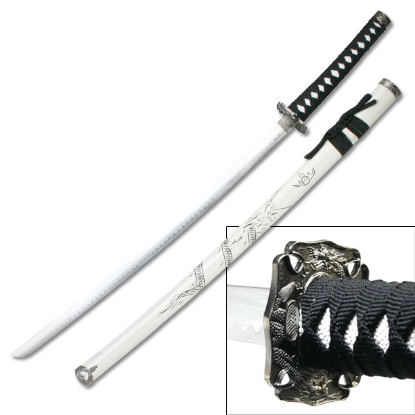 Bushido Dragon Samurai Katana - White  41''