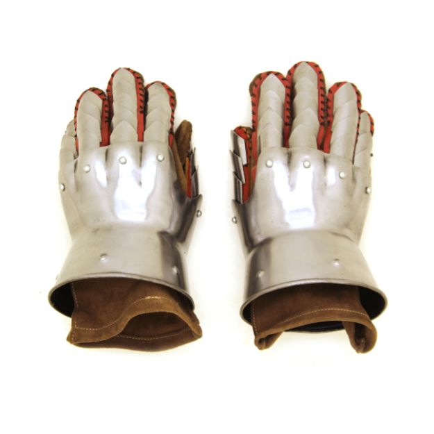 Medieval Warrior Steel Practice Gauntlets LEATHER Gloves