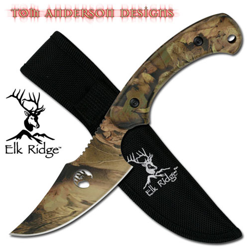 8 Inch Overall Skinner KNIFE All Camo Elk Ridge
