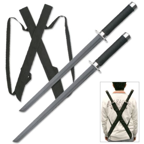 2-PC Ninja SWORD Set with Cast Metal Guards and Pommels 25 1/5''
