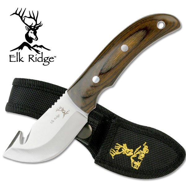 Elk Ridge Gut Hook Skinner. Pakkawood Handle 7'' Overall