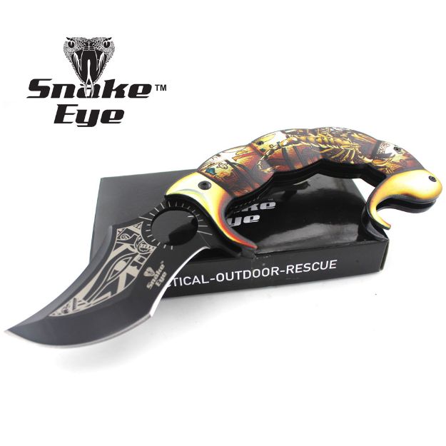 Snake Eye Tactical Scorpion Design Spring Assist Knife 5.5''