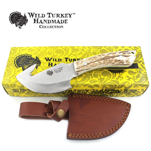 Wild Turkey Handmade Collection Gut Hook 9'' Stag Handle Skinner