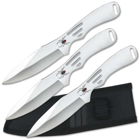 3pc Throwing KNIFE Set with Velcro Carrying Case 8'' Overall
