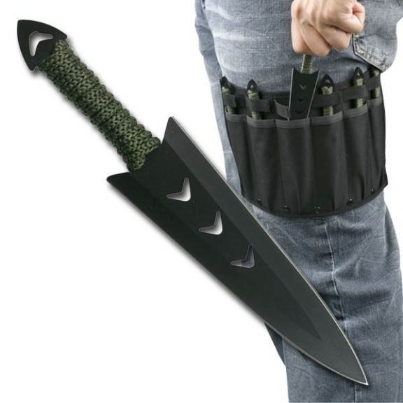 6pc Throwing KNIFE Set with Velcro Carrying Case 6.5'' Overall