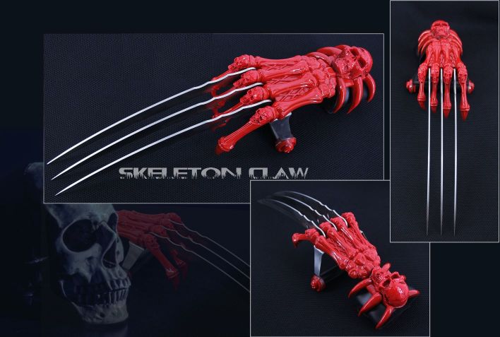 Red SKULL & Bones Gauntlet Style Hand Claws