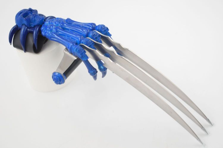 Blue SKULL & Bones Gauntlet Style Hand Claws