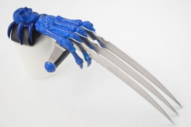 Blue Skull & Bones Gauntlet Style Hand Claws