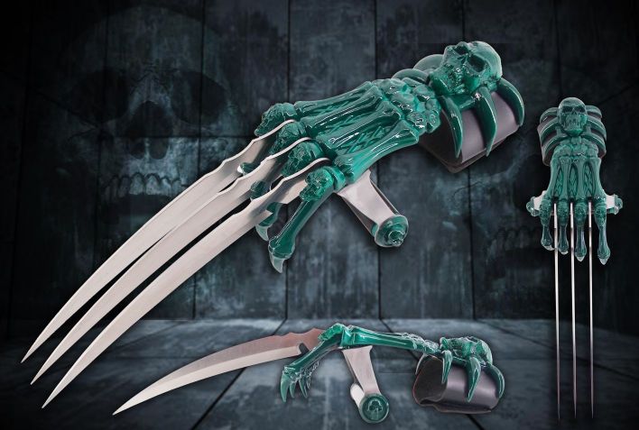 Green Blue SKULL & Bones Gauntlet Style Hand Claws