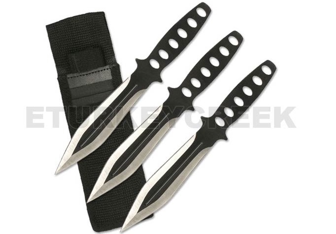 3pc Throwing KNIFE Set with Velcro Carrying Case 8''