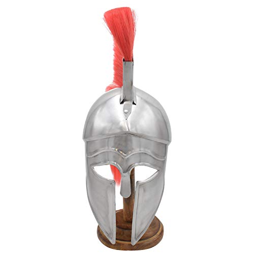 Medieval Warrior Corinthian Helmet with Red Plume 18 Gauge Steel