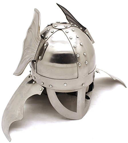 Medieval Warrior Steel Winged Viking Helmet w/Leather Liner