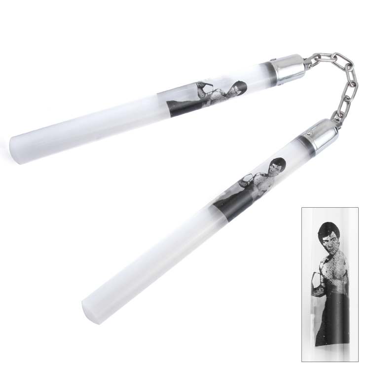 12'' Clear Acrylic NUNCHAKU Bruce Lee on Handle