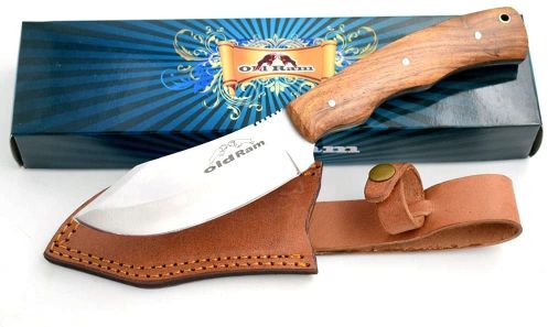 Old Ram Fix Blade Full Tang Hunting KNIFE Wood Handle w/Sheath