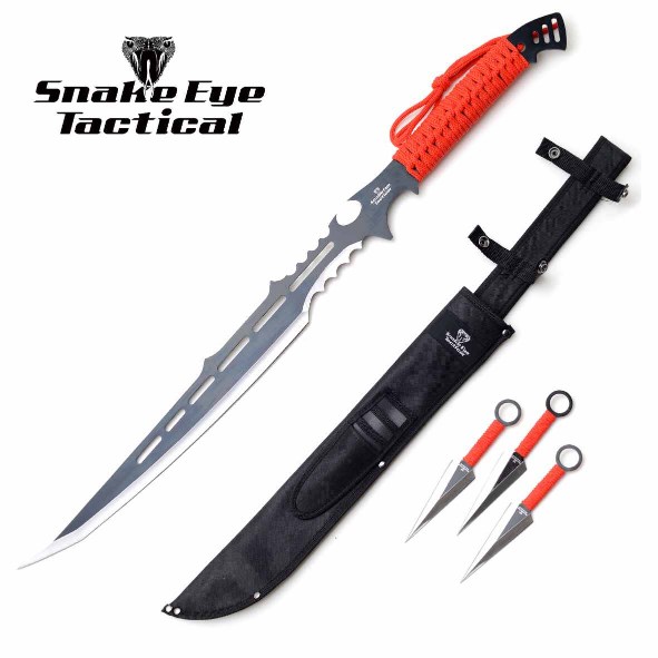 Snake Eye Tactical NINJA SWORD With Throwing Knife Set