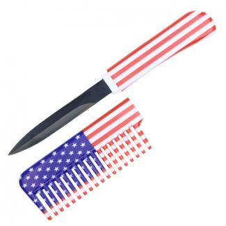 6.5'' USA FLAG Comb Knife