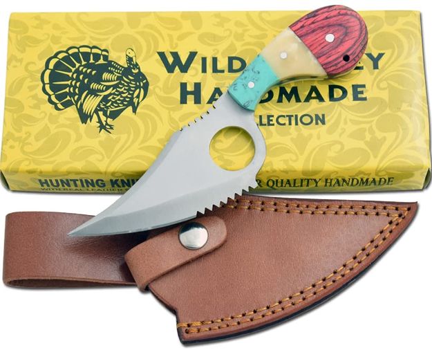 Wild Turkey Handmade Fixed Blade Bone Collector Skinning Knife