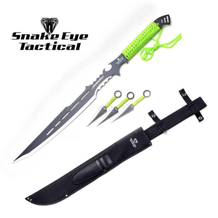 Snake Eye Tactical NINJA SWORD With Throwing Knife Set