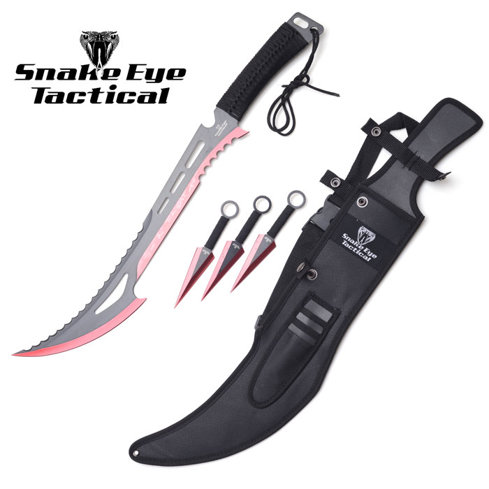 Snake Eye Tactical Ninja Sword With Throwing Knife Set