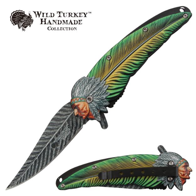 Wild Turkey Handmade Heavy Duty Spring Assist KNIFE