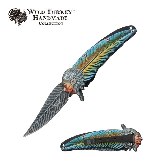 Wild Turkey Handmade Heavy Duty Spring Assist KNIFE