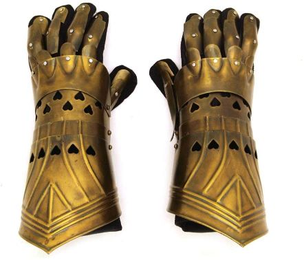 Medieval Warrior Metal GOLD Gothic Knight Style Gauntlets