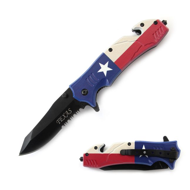 Snake Eye Tactical Spring Assist Knife 5'' Closed Texas