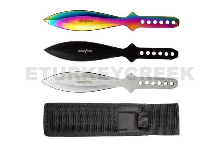 3pc Mix Color Throwing KNIFE Set 9'' Overall with Case