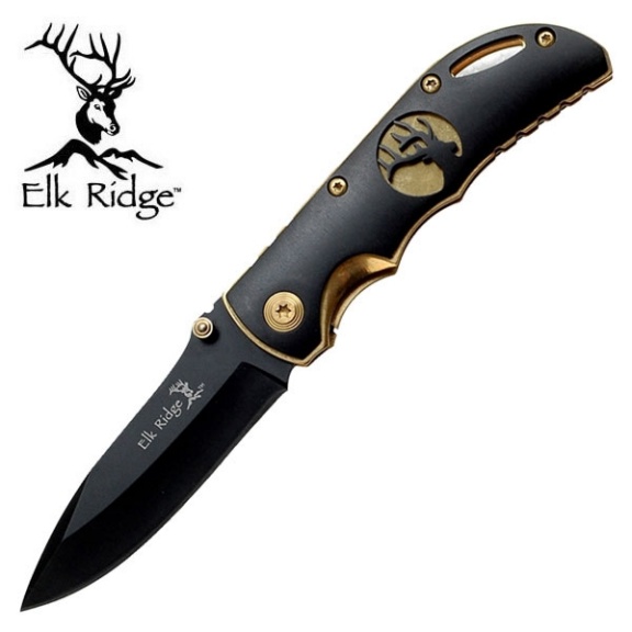 Elk Ridge 3 1/2 Inch Closed Gold Ti-Insert Folder KNIFE