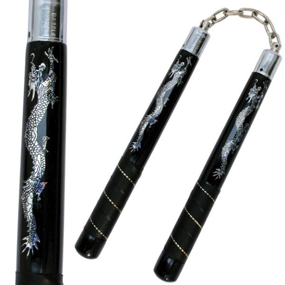12'' Vinyle Wrapped Wooden NUNCHAKU with Dragon Design