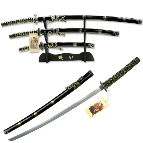 Bushido Samurai SWORD Set - Black and Gold