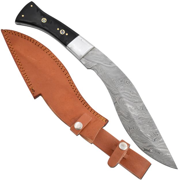 Wild Turkey Damascus collection 15'' kukri knife with horn handle