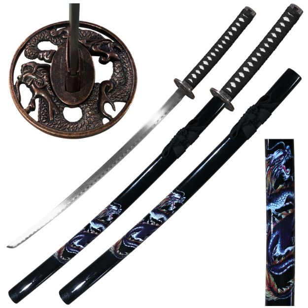 Samurai Katana with Samurai Design Scabbard - Black Handle 40''