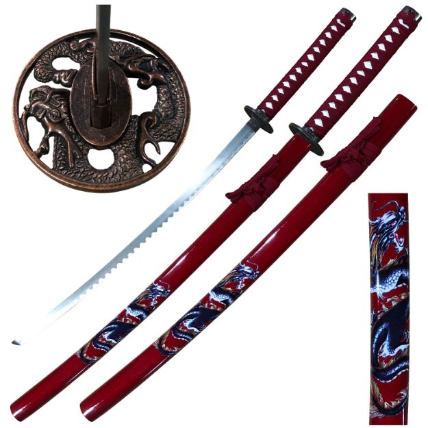 Samurai Katana with Blue DRAGON Scabbard - 40'' Overall