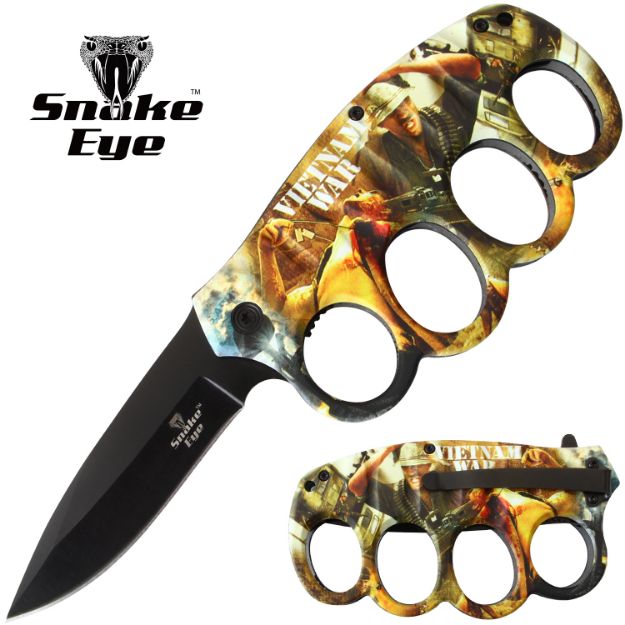 Action Assist Knuckle KNIFE 4.5'' All Black with Clip