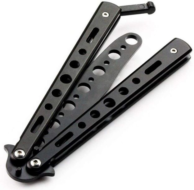 Snake Eye Tactical Training Butterfly KNIFE Black 5'' Closed