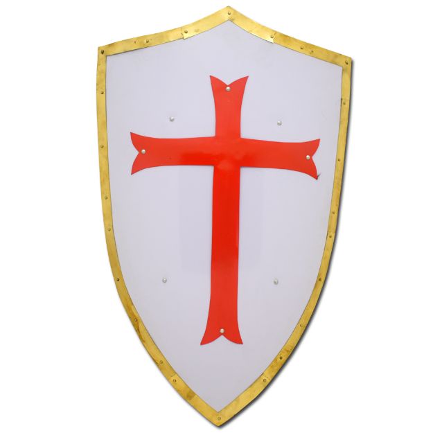 Medieval Warrior Knight Crusader Red Cross Shield