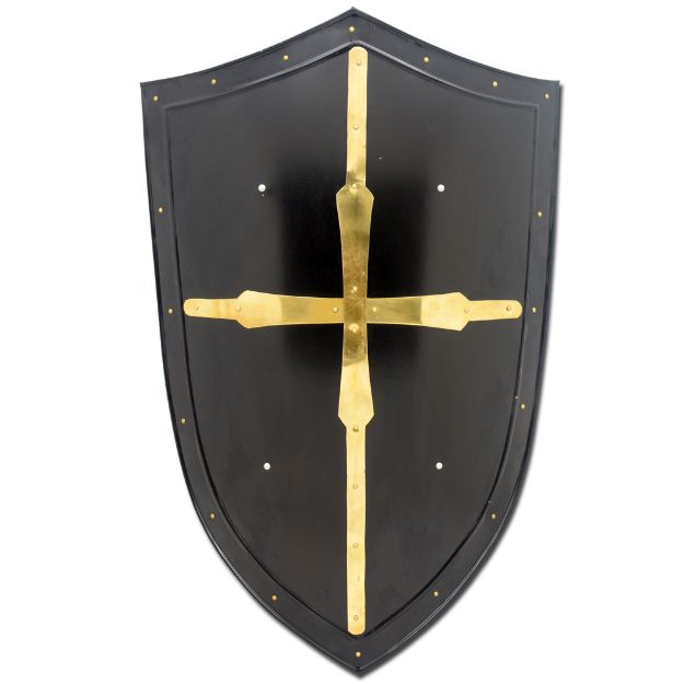Medieval Warrior Knight Black Heater Shield Battle Shield