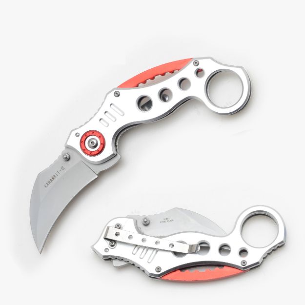 Karambit Tactical Spring Assist.All Silver  5'' Closed