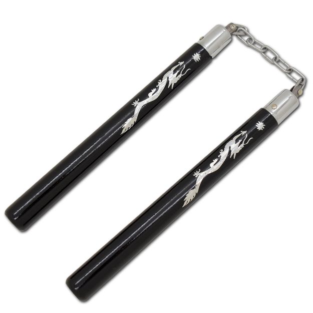 12'' Vinyle Wrapped Wooden NUNCHAKU with Dragon Design