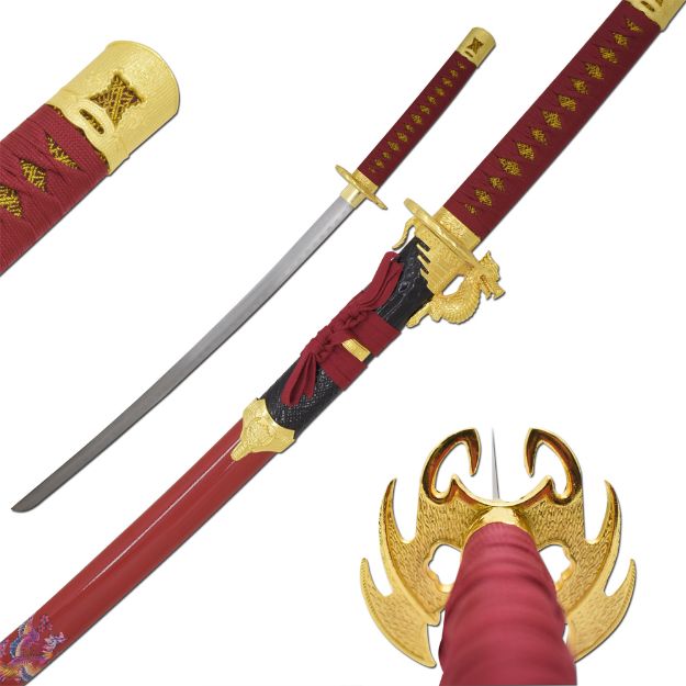 Snake Eye Warrior Dragon Samurai Katana Sword Red