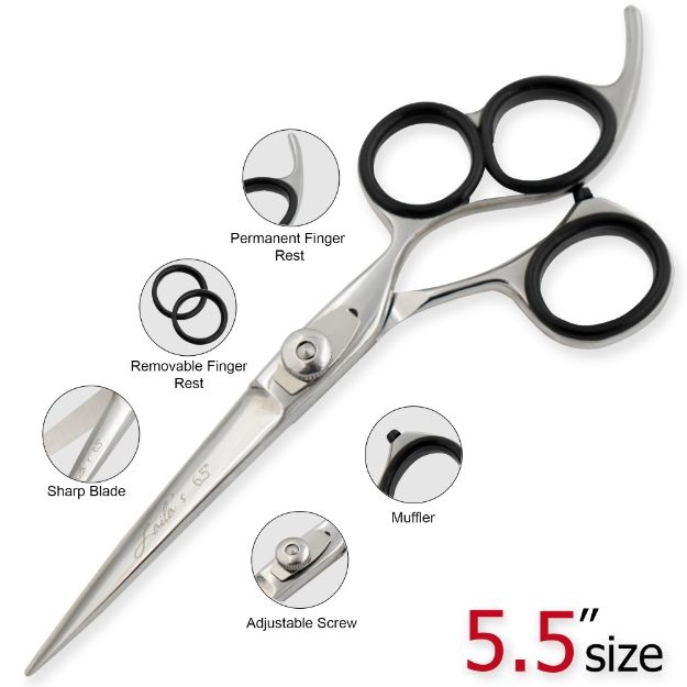 Laila's 3 Rings Professional Barber Scissor Silver Finish