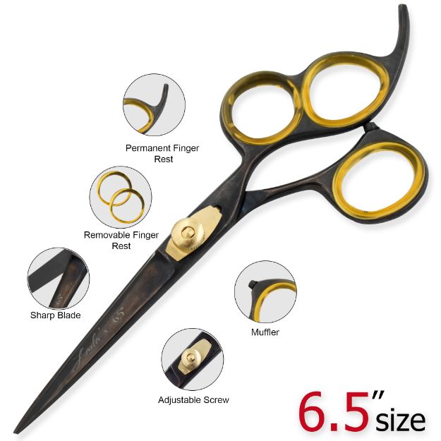 Laila's 3 RINGS Professional Barber Scissor Black Finish