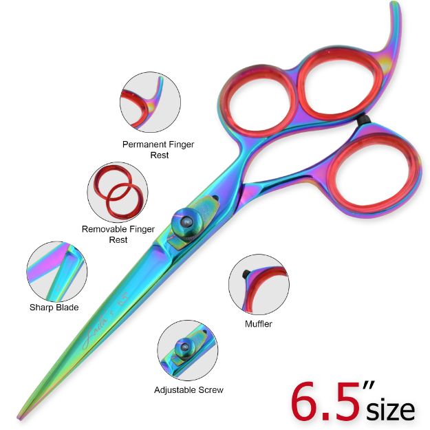 Laila's 3 RINGs Professional Barber Scissor Rainbow Finish