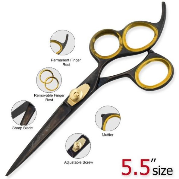 Laila's 3 Rings Professional Barber Scissor Black Finish