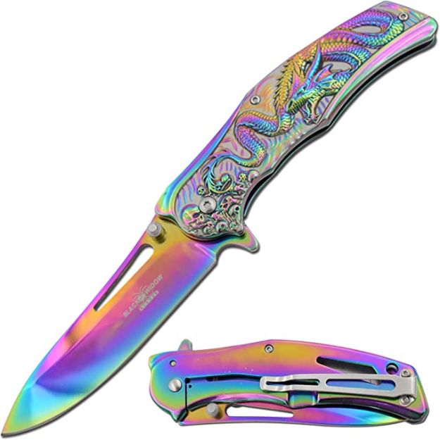 Dark Fantasy Blades DRAGON Graphic Spring Assist Knife DF-0061-3
