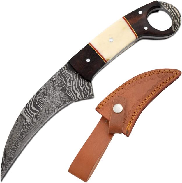 Wild Turkey Handmade Karambit Damascus Steel Hunting Knife