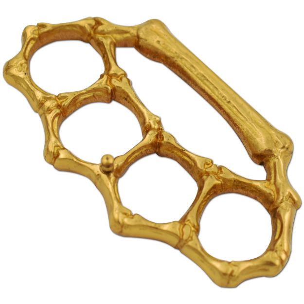 Gold Skeleton Bones Brass Knuckles MIRROR Shine Finish