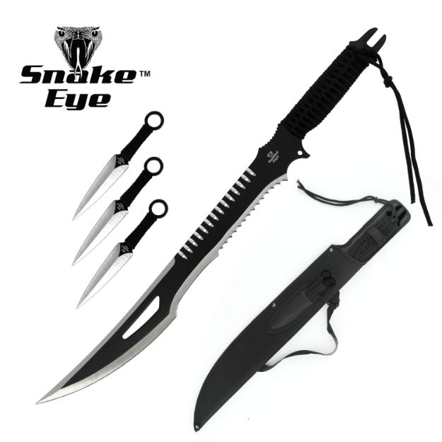 Snake Eye Tactical NINJA SWORD With Throwing Knife Set