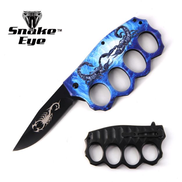 Action Assisted Knuckle KNIFE 4.5'' Printed Handle with Clip